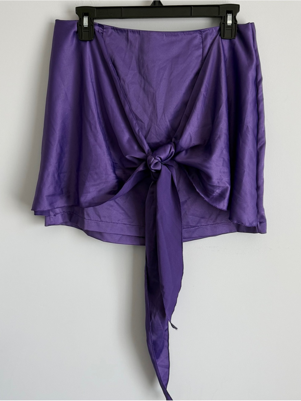 Purple Tie-Front Mini Skirt